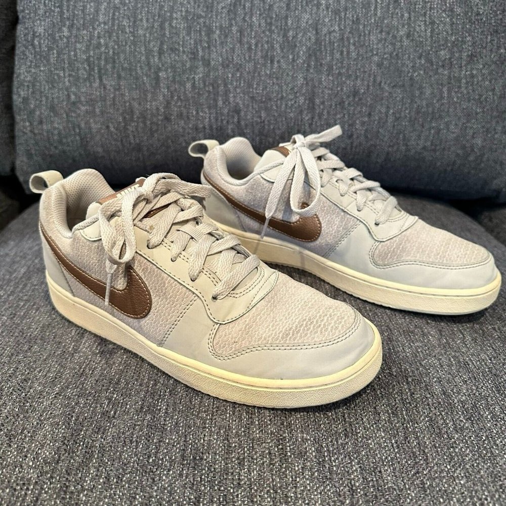 NIKE Court Borough Low Premium Sneakers 861533-001 Women's Size 8.5 White Bronze